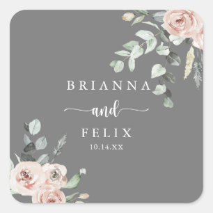 Klassieke Roos Floral Grey Wedding Envelope zegels