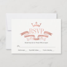 Klassieke Roos Gold Crest Wedding RSVP Kaart