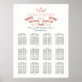 Klassieke Roos Gold Crest Wedding Seding Chart Sig Poster (Voorkant)