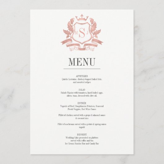 Klassieke Roos Gold Crest Weduwemkaart Menu (Voorkant)