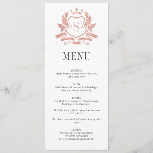 Klassieke Roos Gold Crest Weduwemkaart Menu (Voorkant)