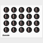 Klassieke Roos Gold Foil Weddenemonogram L zwart Ronde Sticker (Vel)