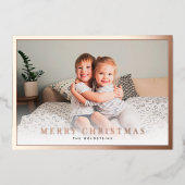 Klassieke Roos met randfotokerstmis Gold Foil Kaar Folie Feestdagenkaart (Voorkant)