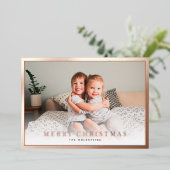 Klassieke Roos met randfotokerstmis Gold Foil Kaar Folie Feestdagenkaart (Staand Voorkant)