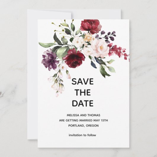 Klassieke Roos Save The Date Aankondiging (Voorkant)