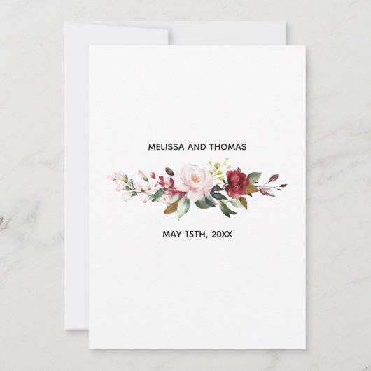 Klassieke Roos Save The Date Aankondiging (Achterkant)