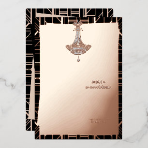 Klassieke ROSE GOLD Gatsby Flapper Bruiloftsborrel Folie Uitnodiging