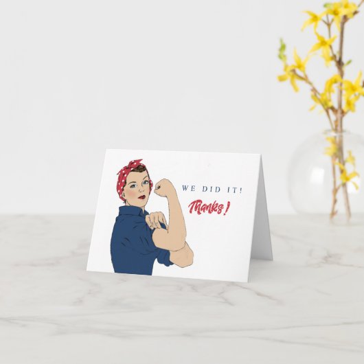 Klassieke Rosie de Riveter Dank u kaart (Gele Bloem)