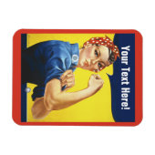 Klassieke Rosie de Riveter met je woorden Magneet (Horizontaal)