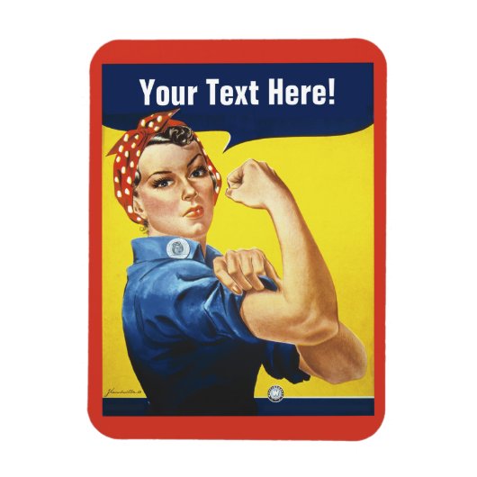 Klassieke Rosie de Riveter met je woorden Magneet (Verticaal)