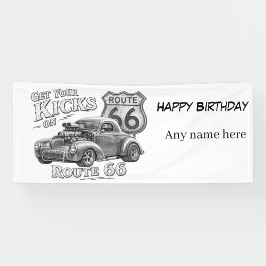 Klassieke Route 66 Aanpasbare Banner (Horizontaal)
