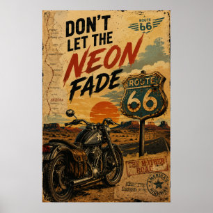 Klassieke Route 66 Arizona Motorfietstocht Poster