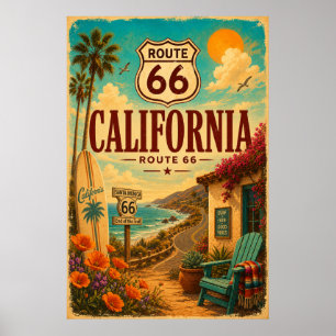 Klassieke Route 66 Californië Kustweg Kunst Poster