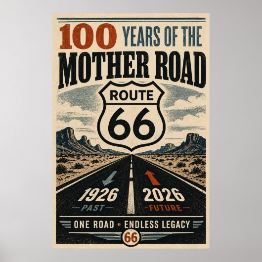 Klassieke Route 66-eeuwfeest Woestijnkloof Poster (Voorkant)