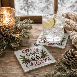 Klassieke Route 66 Kerst Drink Decoratie Glazen Onderzetter