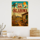 Klassieke Route 66 Oklahoma Native Road Kunst Poster (Keuken)
