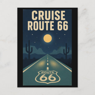 Klassieke Route 66 Woestijnweg Middernachtelijke C Briefkaart