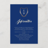 Klassieke Royal Blue Gouden Monogram Luxe Informatiekaartje (Voorkant)