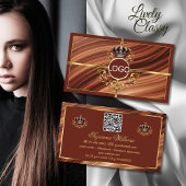 Klassieke Royal Brown Gold Crown met Logo QR-code Visitekaartje