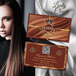 Klassieke Royal Brown Gold Crown met Logo QR-code Visitekaartje