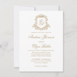 Klassieke Royal Gold Monogram bruiloft uitnodiging