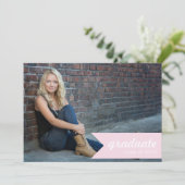 Klassieke roze Afstuderen aankondiging - Uitnodige (Staand voorkant)