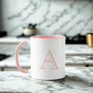 Klassieke Roze Alfabet Letter Een Monogram Koffie  Mok