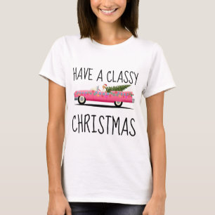 KLASSIEKE ROZE AUTO KERSTMIS DAMES T-shirts