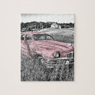 klassieke roze auto legpuzzel