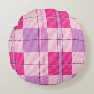 Klassieke Roze Bes Plaid Esthetiek Rond Kussen