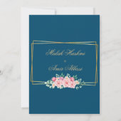 Klassieke Roze Blauw Islamitische Moslim bruiloft Kaart (Achterkant)