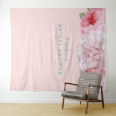 Klassieke Roze Bloem Bruids Bruiloft Achtergrond E Wandkleed (In Situ (horizontaal))