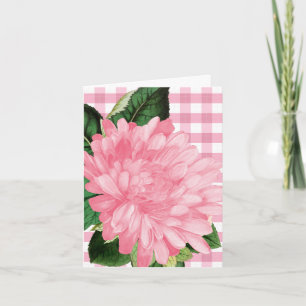 Klassieke roze bloem geruite patroon briefkaart