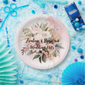 Klassieke Roze Bloemen Alcohol Ink Wedding Papieren Bordje (Feest)