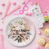 Klassieke Roze Bloemen Alcohol Ink Wedding Papieren Bordje (Feest)