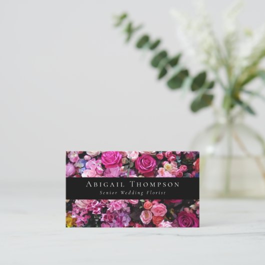 Klassieke roze bloemen bloemist bloemenwinkel visitekaartje (Staand voorkant)