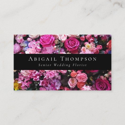 Klassieke roze bloemen bloemist bloemenwinkel visitekaartje (Voorkant)