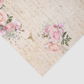 Klassieke roze bloemen en tekst op perkament tissuepapier (Detail)