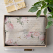 Klassieke roze bloemen en tekst op perkament tissuepapier (Geschenk)