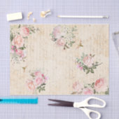 Klassieke roze bloemen en tekst op perkament tissuepapier (Craft)