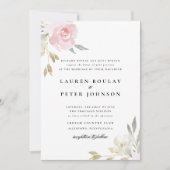 Klassieke roze bloemenbruiloft uitnodiging (Voorkant)