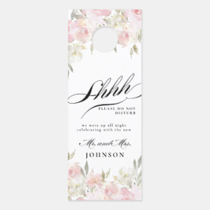Klassieke roze bloemenbruiloft welkom / niet store deurhanger