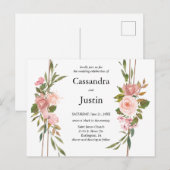 Klassieke Roze Bloemstuk Bruiloft Briefkaart (Voorkant / Achterkant)