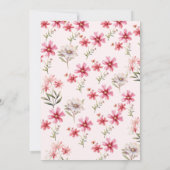 Klassieke Roze Blush Groen Wildflower Bruiloft Kaart (Achterkant)