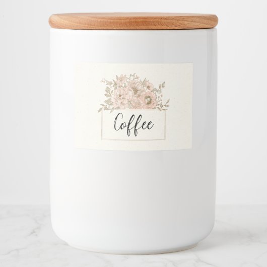 Klassieke Roze Botanische Rand Voedselcontainer Etiket (Voorkant)