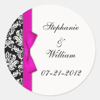 Klassieke roze bruidslabel ronde sticker