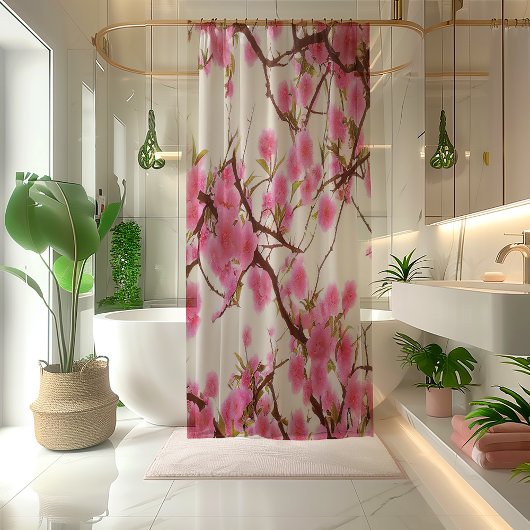 Klassieke roze Cherry Blossom Douchegordijn