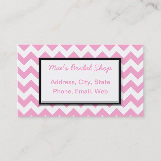 Klassieke roze Chevron Pattern Visitekaartje (Voorkant)