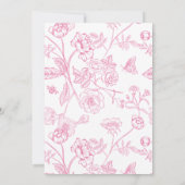 Klassieke Roze Chinoiserie Bloemen Huwelijk Kaart (Achterkant)