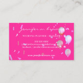 Klassieke Roze Confetti Vliegende Ballon Feeststij Visitekaartje (Achterkant)